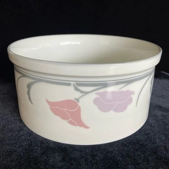 DANSK Tivoli Belles Fleurs Grey Round Soufflé Casserole Baking Dish EXCELLENT - Picture 1 of 7